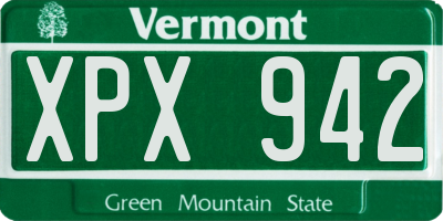 VT license plate XPX942