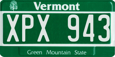VT license plate XPX943