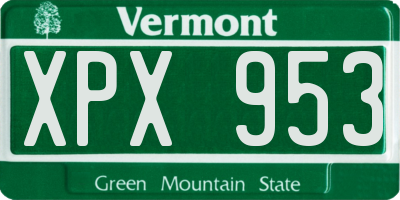 VT license plate XPX953