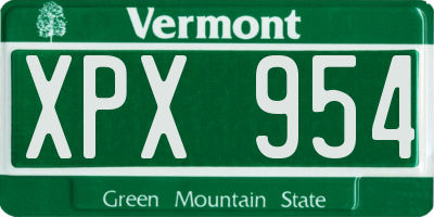 VT license plate XPX954