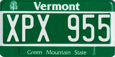 VT license plate XPX955