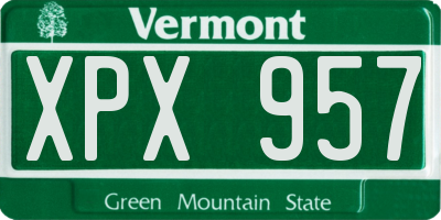 VT license plate XPX957