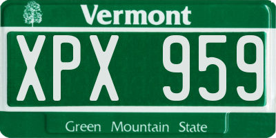 VT license plate XPX959