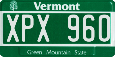 VT license plate XPX960