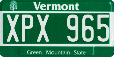 VT license plate XPX965