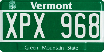 VT license plate XPX968