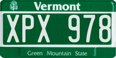 VT license plate XPX978