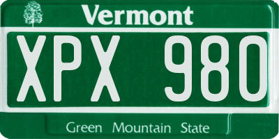 VT license plate XPX980