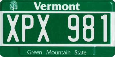 VT license plate XPX981