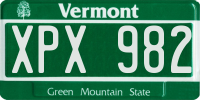 VT license plate XPX982