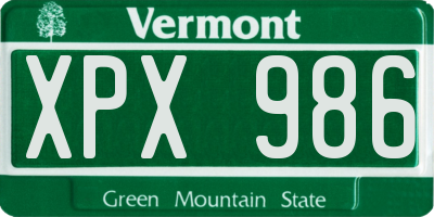 VT license plate XPX986