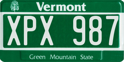 VT license plate XPX987