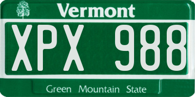 VT license plate XPX988
