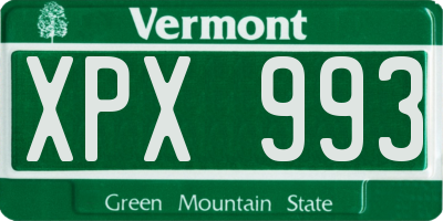 VT license plate XPX993