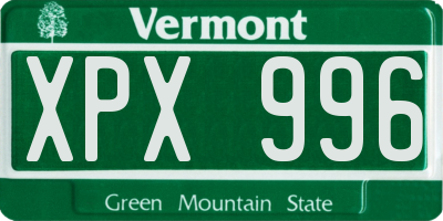 VT license plate XPX996