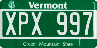 VT license plate XPX997