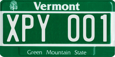 VT license plate XPY001