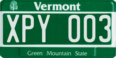 VT license plate XPY003