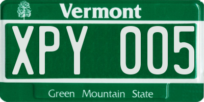 VT license plate XPY005