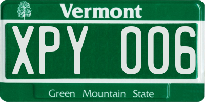 VT license plate XPY006