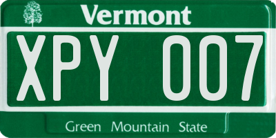 VT license plate XPY007