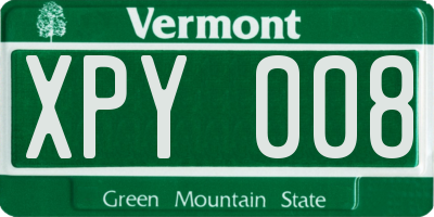 VT license plate XPY008