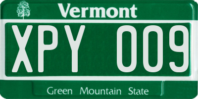 VT license plate XPY009
