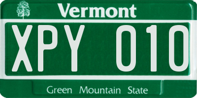 VT license plate XPY010