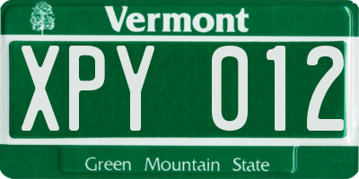 VT license plate XPY012