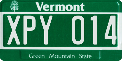 VT license plate XPY014