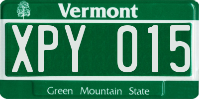 VT license plate XPY015