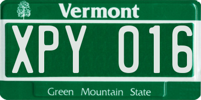 VT license plate XPY016