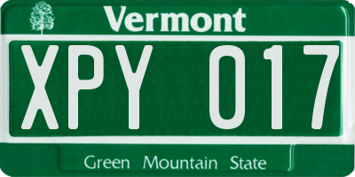 VT license plate XPY017