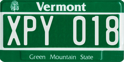 VT license plate XPY018