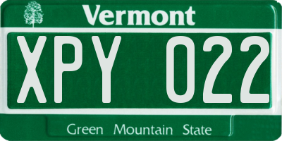 VT license plate XPY022