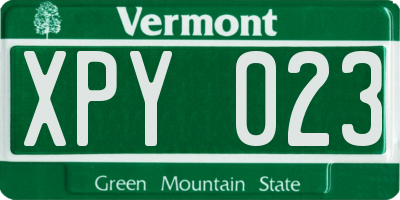 VT license plate XPY023