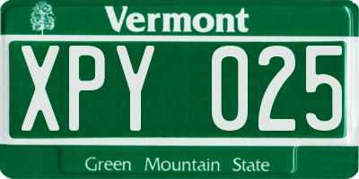 VT license plate XPY025