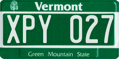 VT license plate XPY027