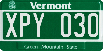 VT license plate XPY030