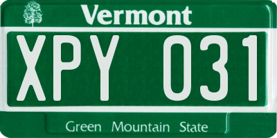 VT license plate XPY031