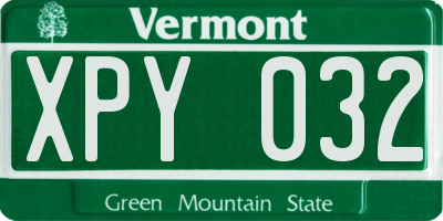 VT license plate XPY032