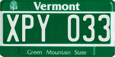 VT license plate XPY033