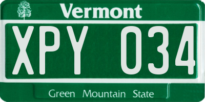VT license plate XPY034