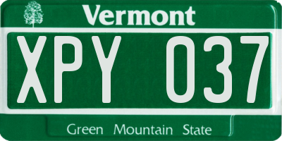 VT license plate XPY037