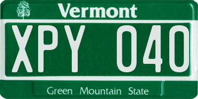 VT license plate XPY040