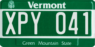 VT license plate XPY041