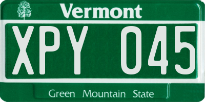 VT license plate XPY045