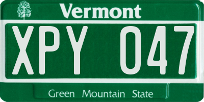 VT license plate XPY047