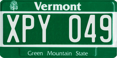 VT license plate XPY049