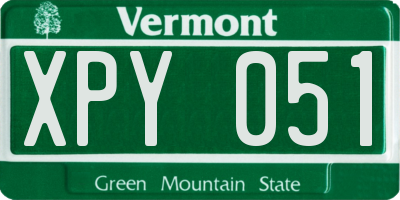 VT license plate XPY051